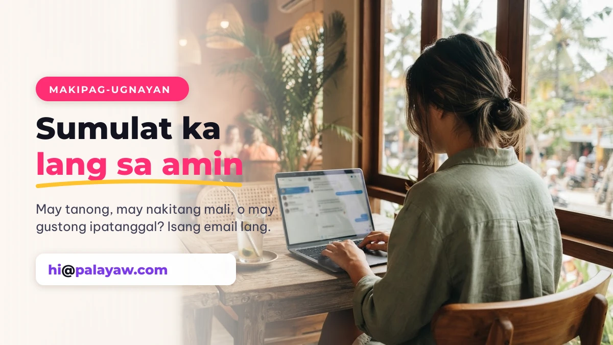 Isang mambabasa na sumusulat ng email sa Palayaw.com mula sa laptop
