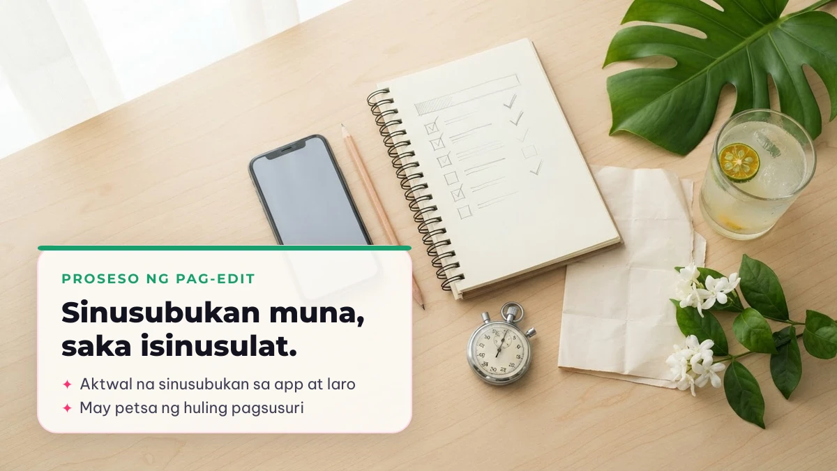Proseso ng pagsusuri ng nilalaman sa Palayaw: sinusubukan muna sa app at laro bago isulat