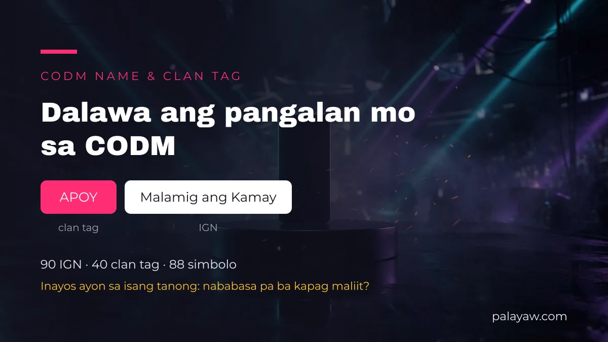 CODM IGN at clan tag — dalawang magkaibang field na magkatabi sa kill feed