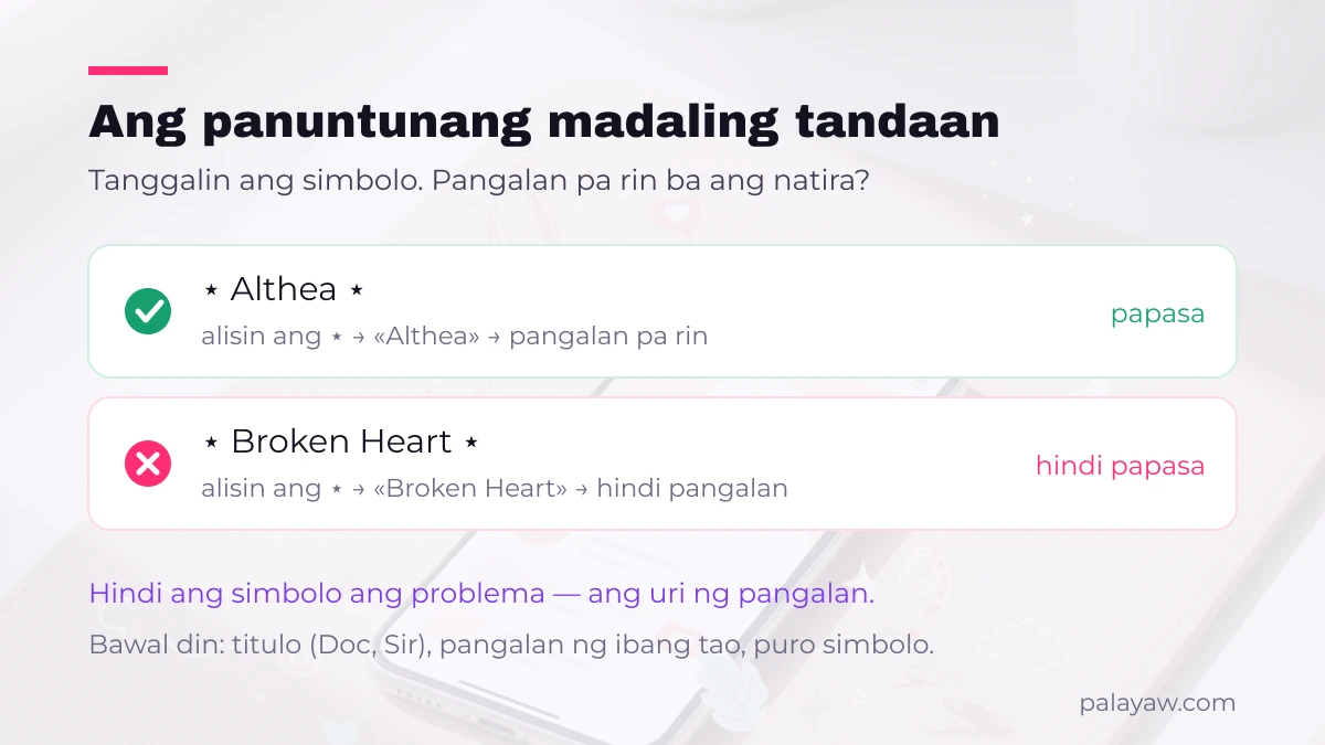 Paghahambing ng pangalang papasa at hindi papasa sa patakaran ng Facebook