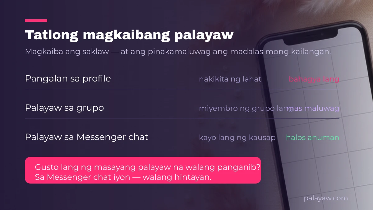 Pagkakaiba ng pangalan sa profile, palayaw sa grupo at palayaw sa Messenger chat