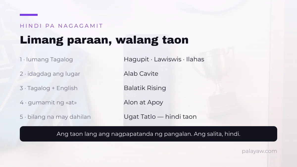 Limang paraan para makahanap ng squad name na hindi pa nagagamit, walang taon